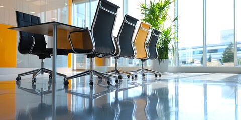 Canvas Print - in a vibrant, modern office, young, creative business people collaborate around a sleek, glass table