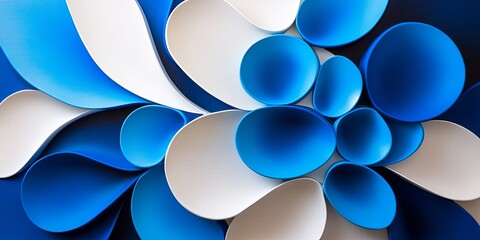 Poster - A vibrant, abstract canvas pulsates with the energy of a swirling blue and white circular design, its edges softened by the shadows of the dark background behind, creatin