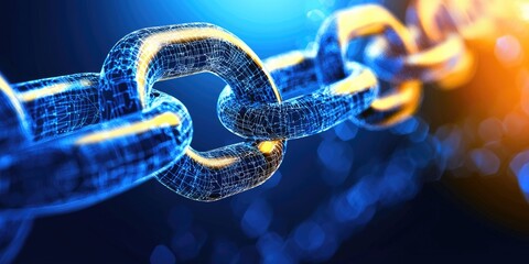 A isometric vector illustration of a blockchain technology structure, showcasing interconnected blocks forming a chain, symbolizing transparency, security, and immutabili