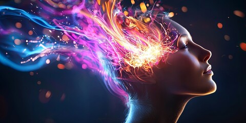 Canvas Print - a vertical concept: a spark of innovation igniting in the mind, a testament to the power of creativi