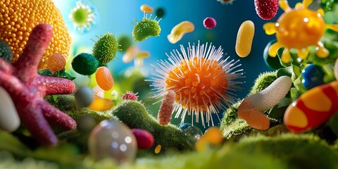 Poster - A miniature world, magnified by a powerful lens, reveals intricate details of microorganisms teeming beneath the microscope s watchful eye, hinting at the hidden wonders
