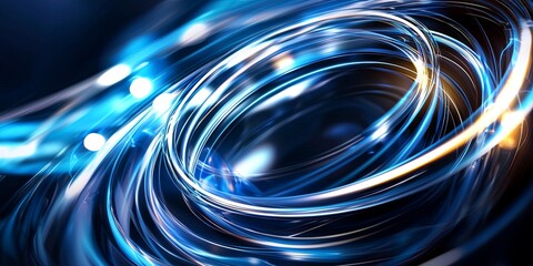 Poster - A vibrant, abstract canvas pulsates with the energy of a swirling blue and white circular design, its edges softened by the shadows of the dark background behind, creatin