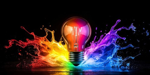 Canvas Print - a bulb of an idea, glowing with brilliance, sparks an explosion of innovation, ushering in a future 