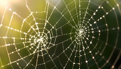 Wall Mural - spider web with dew drops on it