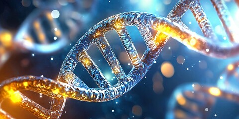 Fototapete - A double helix spiral, etched with the secrets of life, the DNA molecule, a masterpiece of molecular engineering.