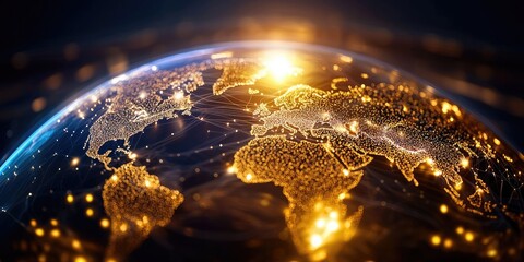 Aufkleber - A intricate global business network, a symphony of connections, data exchange, and strategic partnerships. HR recruitment, global outsourcing, customer service, teamwork,