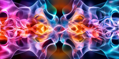 Poster - A dynamic, futuristic pattern of swirling, iridescent colors, reminiscent of a digital circuit board, pulsating with a subtle energy, forming a backdrop for a technologic