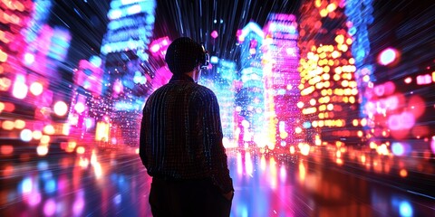 Poster - A world of vibrant hues and digital dreams unfolded before me, a mesmerizing blend of virtual reality and tangible art, where the line between imagination and reality blu