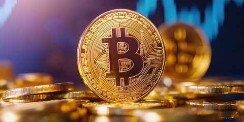 Fototapete - In a future where trust reigns supreme, a decentralized network of businesses leverages blockchain technology to revolutionize finance with tokenized money and cryptocurr