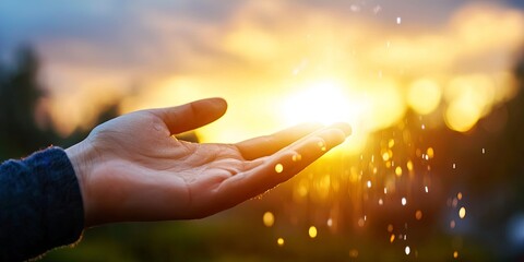 Aufkleber - A hand, palm open, cradling a shield of assurance against life s unpredictable storms.