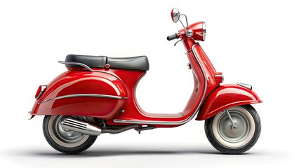  Red Vintage Scooter Photography: Classic Italian Design, Retro Motorbike, Urban Street Scene,  Vintage Vehicle,  Motorcycle Photography