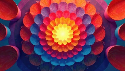 Wall Mural - Symmetrical, overlapping circles forming a rhythmic sequence, design, seamless