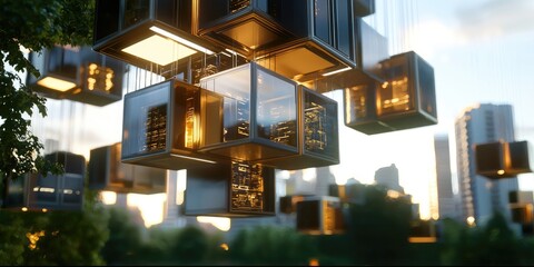 Leinwandbilder - A symphony of data, a futuristic metropolis built of interconnected blocks and nodes, where digital transactions and information flowed seamlessly across a vast, intercon