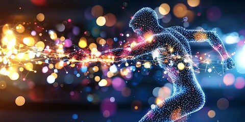 Aufkleber - A vibrant human form, radiating health and vitality, undergoes a personalized health risk assessment. The image symbolizes the concept of insurance and its role in protec