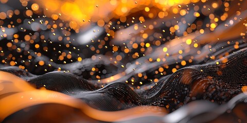 Fototapete - A dynamic wave of particles, representing the vastness of Big Data, surges across a digital backdrop, visualized in 4K resolution to capture the intricate details and ana