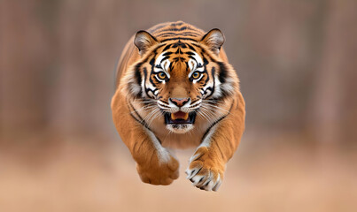  Furious Tiger Charging Forward in Nature with a Determined Expression