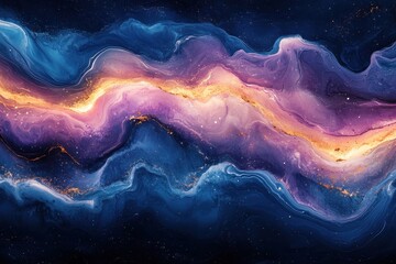 Wall Mural - abstract cosmic waves with swirling patterns in deep blue and purple hues