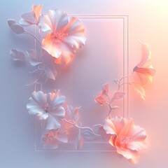 Aufkleber - Ethereal Floral Display: Delicate Petals in a Soft Gradient Frame, a Symphony of Light and Shadow