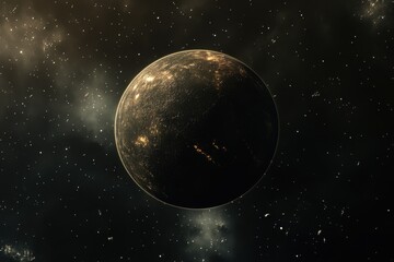 Wall Mural - view of earth planet illuminated in deep space surrounded by dark cosmic expanse, earth planet in de