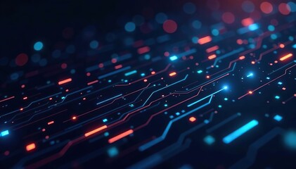 A sleek and modern abstract background featuring digital technology elements such as circuit patterns, binary code, and glowing lines,  connection,  technology