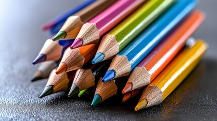 Leinwandbilder - Colorful pencil art creation studio space photography creative environment close-up view artistic expression