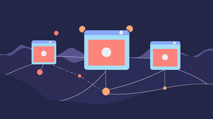 Wall Mural - abstract multi-site network connections vector illustration - concept of digital communication and d