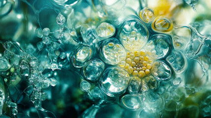 Wall Mural - mesmerizing abstract liquid background with bubbles and textures