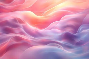 Wall Mural - abstract flowing pastel fabric waves, soft sunset glow background