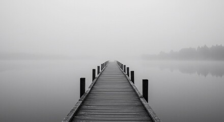  Slowcore Contemplation Foggy Pier Leading Nowhere Into the Mist