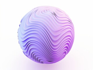 Wall Mural - Abstract Lavender Sphere with Wavy Grooves Modern Design on White Background Art