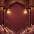 © Astri - Crimson Arabesque Archway with Glowing Lanterns and Floral Accents