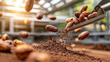 modern cocoa production facility showcases automated processes with cocoa beans being processed into fine powder, highlighting efficiency and innovation in industry