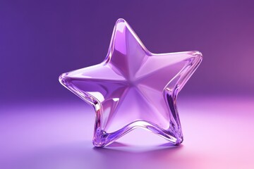 Leinwandbilder - Elegant transparent star-shaped glass sculpture with a purple gradient background