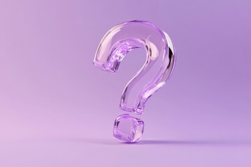 Fototapete - Unique purple glass question mark on a pastel background for creative design concepts