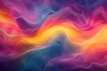 Leinwandbilder - Abstract wave of light and color, blending pink, purple, orange, yellow, and blue in a dreamy, ethereal pattern.
