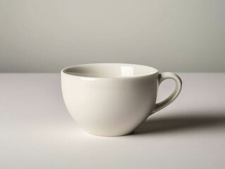 Leinwandbilder - Ceramic cup placed on a clean surface in a softly lit setting during the morning