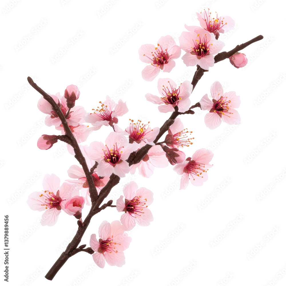 Pink Cherry Blossom on transparent background Stock Photo | Adobe Stock