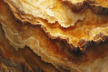 Leinwandbilder - Abstract geological formations in shades of ochre, beige, and brown create a textured, layered landscape.