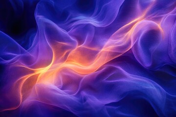 Leinwandbilder - Abstract flowing fabric in shades of purple and gold, creating a dreamy, ethereal and glowing effect.