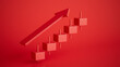 © RocknRoller Studios - Ascending Red Cubes with Upward Arrow: Symbolizing Business Growth and Success