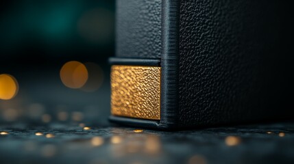 Fototapete - Medium close-up of a hardcover book in a slipcase, focusing on the embossed details and textures, with natural lighting creating an elegant atmosphere