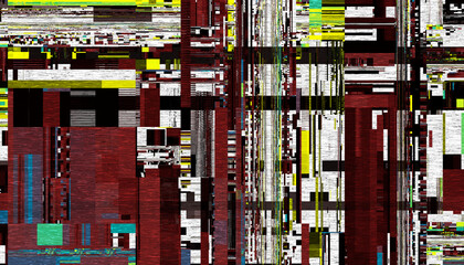 Aufkleber - Abstract creative glitch overlay texture. Geometric pixel pattern of a digital glitch on transparent background, digital pattern