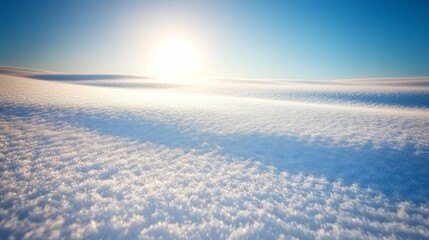 Poster - Gentle contours of snow reflect soft sunlight, casting serene shadows over the hills, presenting a peaceful winter panorama perfect for various uses