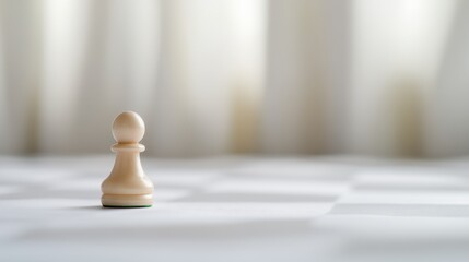 Poster - A single white rook is showcased on a glossy white surface, highlighting its polished design against a minimalistic backdrop with ample copy space for placement