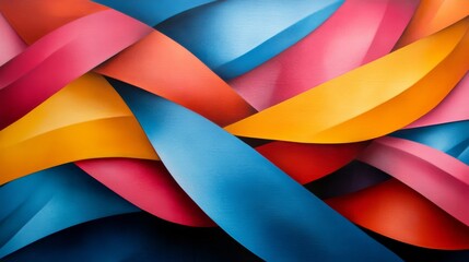 Poster - Colorful abstract painting features bold overlapping triangles and squares with sharp geometric shapes and gradients, providing a modern visual experience