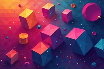 Wall Mural - abstract geometric shapes repeat in vibrant hues , style, texture