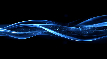 Wall Mural - abstract blue wave background with dots and lines, a technology concept for digital waves of data tr