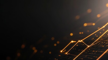 Aufkleber - A glowing orange arrow points upward against a dark backdrop with abstract digital lines, symbolizing growth and progress in a modern, tech-driven world