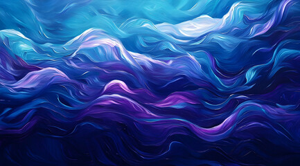 Wall Mural - blue background with flowing waves of light in shades of blue and purple, creating an abstract desig