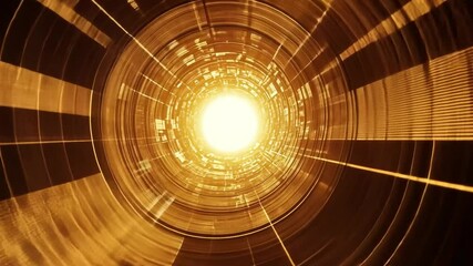 Wall Mural - golden tunnel of light: an abstract, photorealistic depiction of a glowing tunnel of light. the radi